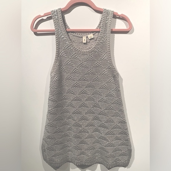 Moth Anthropologie Silver Sana Foil Knit Sweater Tank Top (US XS) - Picture 2 of 3
